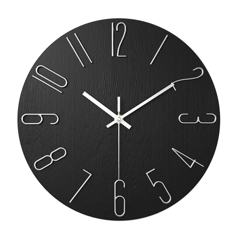 Skanto | Moderne schwarze Wanduhr | 30 cm geräuschloses minimalistisches Design