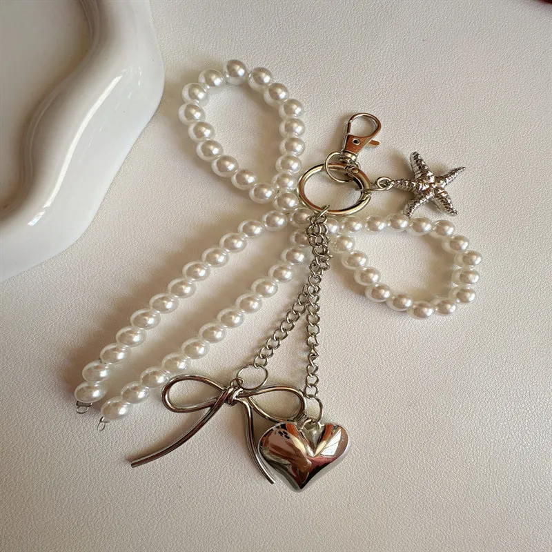 Elegante Perlen Charm Schlüsselanhänger Brehn