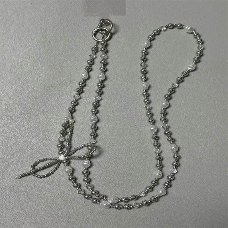 Elegante Perlen- und Silberperlen-Halskette Brehn