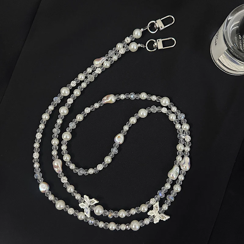 Elegante Perlen- und Kristall-Brillekette Brehn