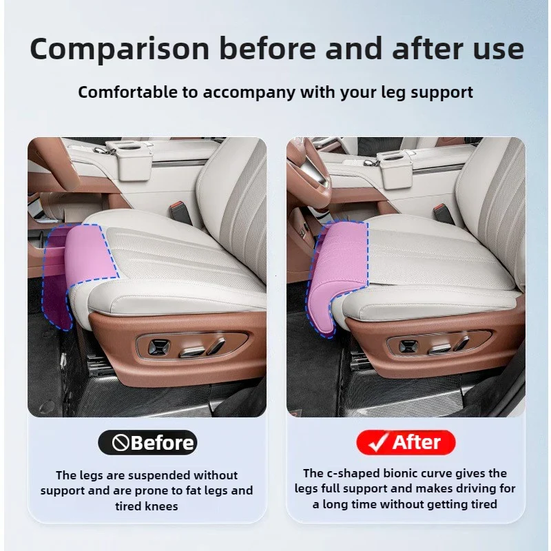 Skanto | Verlängertes Autositzkissen mit Beinauflage | Ergonomisch und bequem | PU-Leder