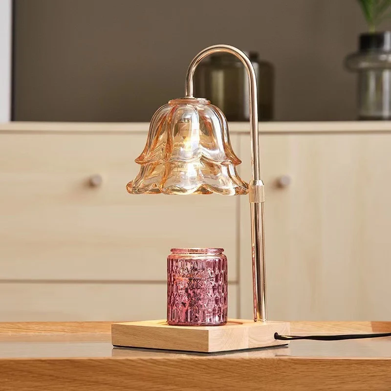 Holz-Aromawachs-Schmelzleuchte mit Glaseinsatz