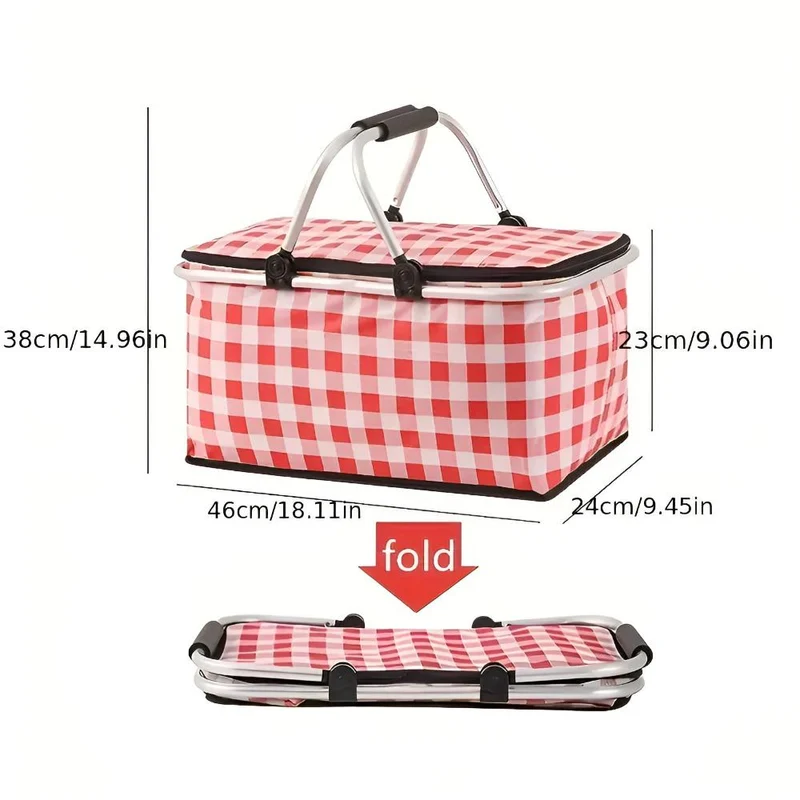 Skanto | Faltbarer Picknickkorb mit Karomuster