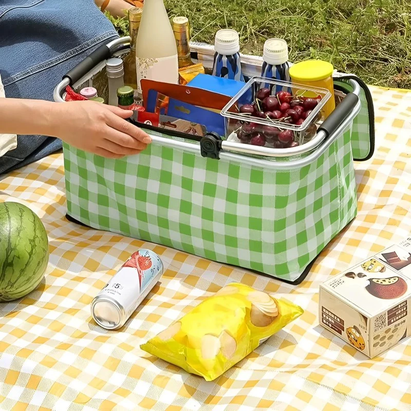 Skanto | Faltbarer Picknickkorb mit Karomuster