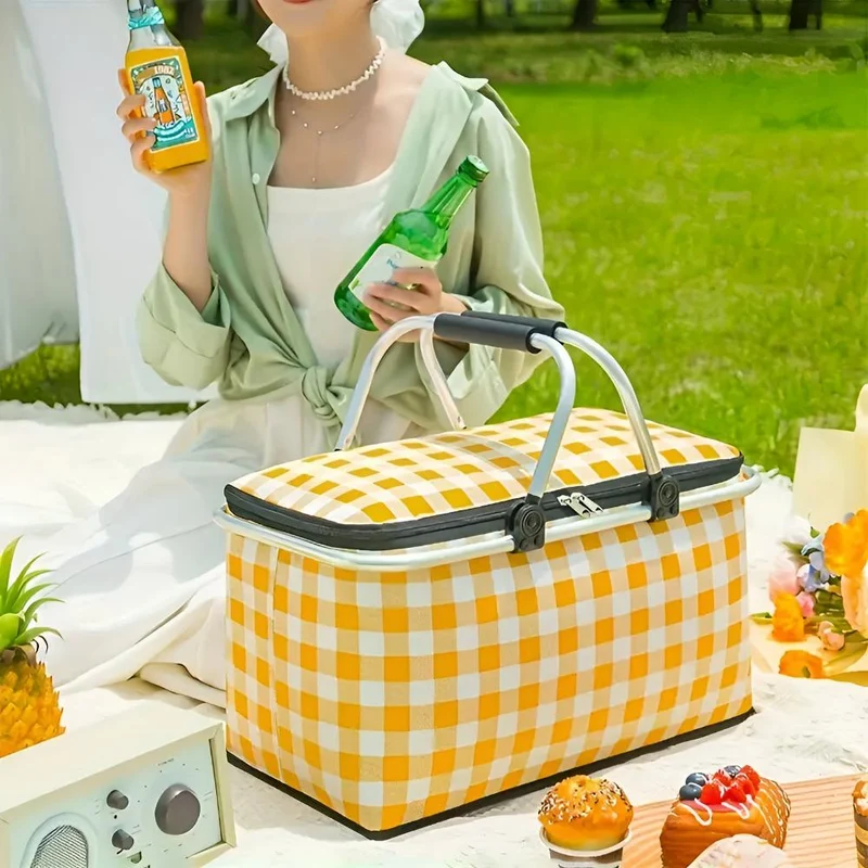 Skanto | Faltbarer Picknickkorb mit Karomuster