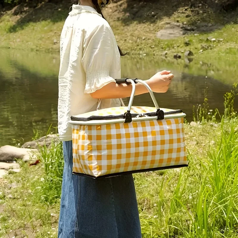 Skanto | Faltbarer Picknickkorb mit Karomuster