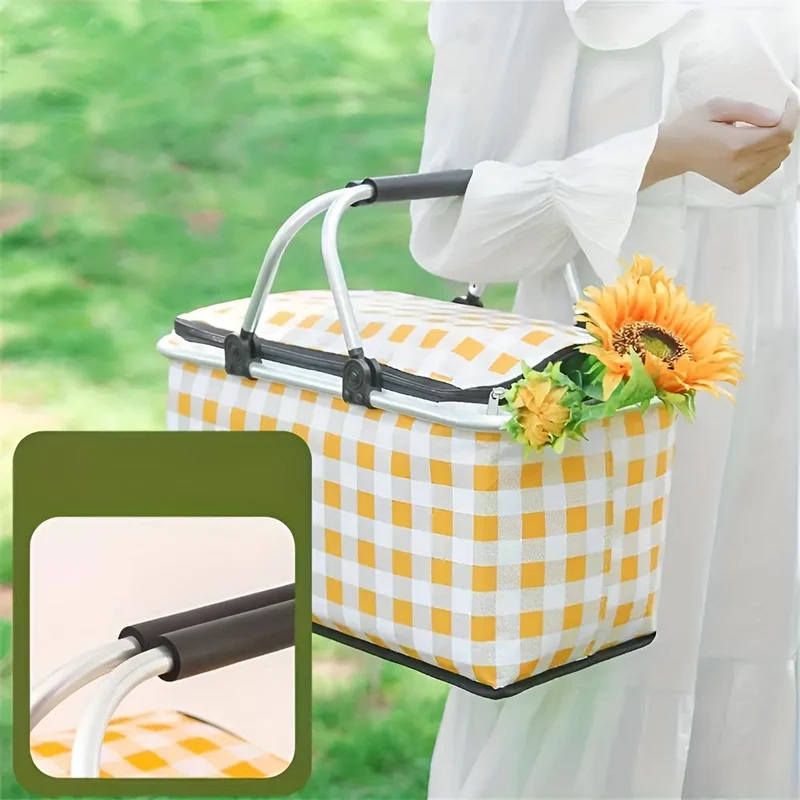 Skanto | Faltbarer Picknickkorb mit Karomuster