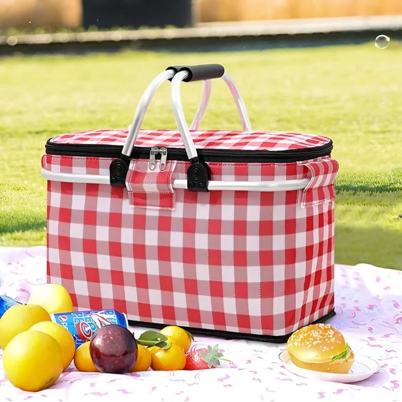 Skanto | Faltbarer Picknickkorb mit Karomuster