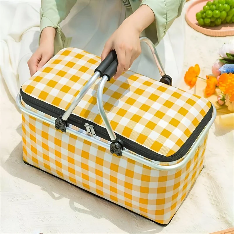 Skanto | Faltbarer Picknickkorb mit Karomuster