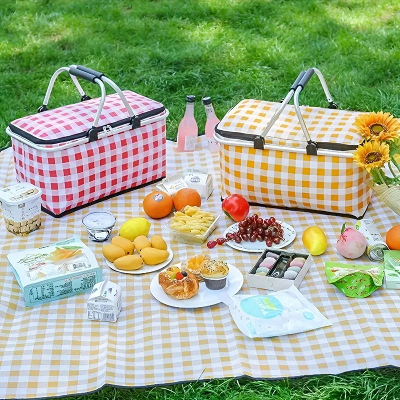 Skanto | Faltbarer Picknickkorb mit Karomuster