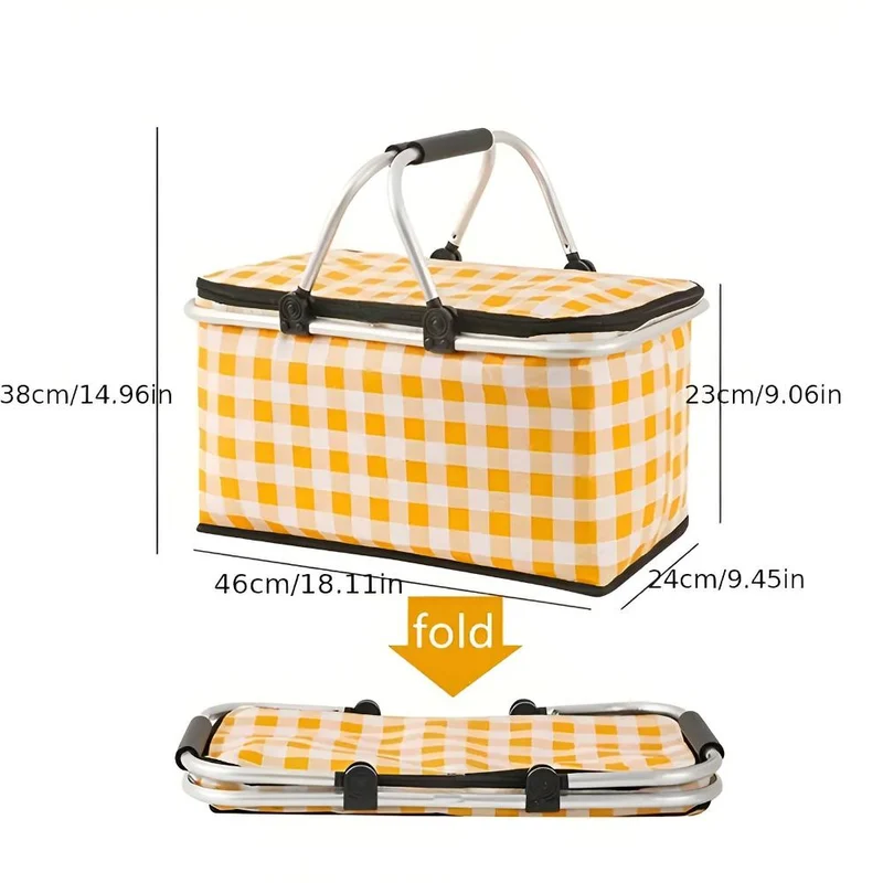 Skanto | Faltbarer Picknickkorb mit Karomuster