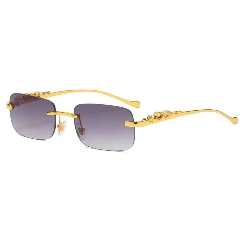 Skanto | Randlose Sonnenbrille mit Leopardenkopf-Design und UV400-Schutz