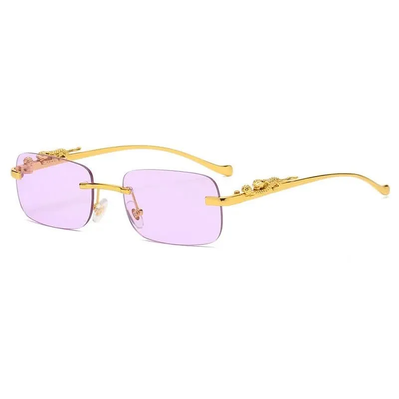 Skanto | Randlose Sonnenbrille mit Leopardenkopf-Design und UV400-Schutz