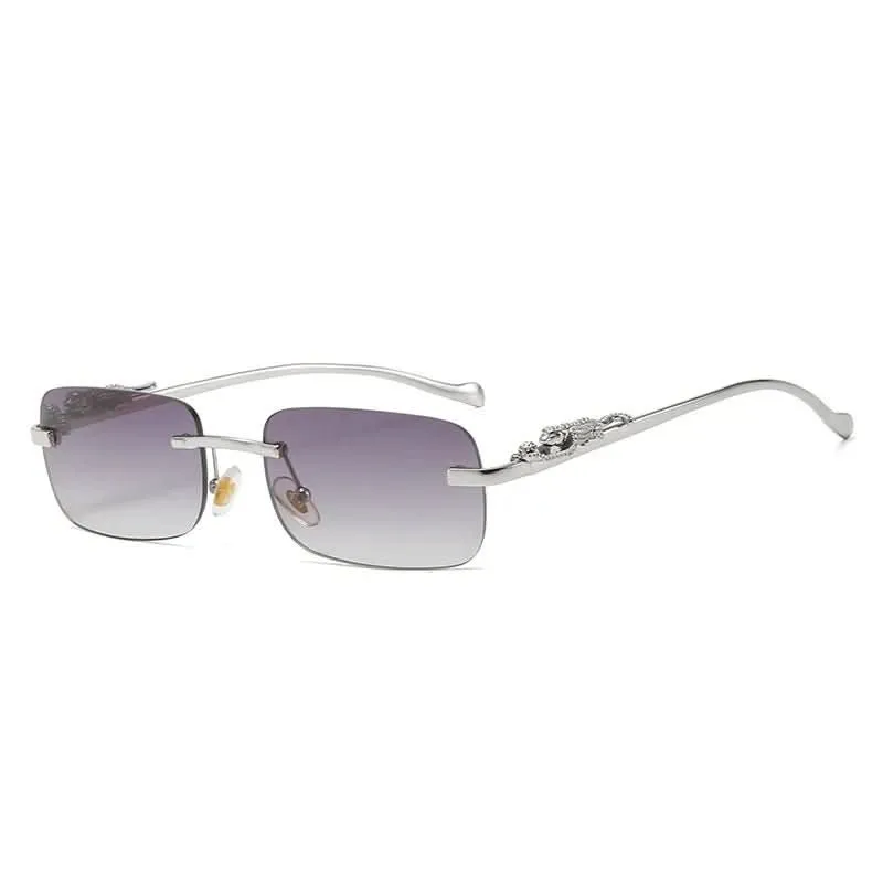 Skanto | Randlose Sonnenbrille mit Leopardenkopf-Design und UV400-Schutz