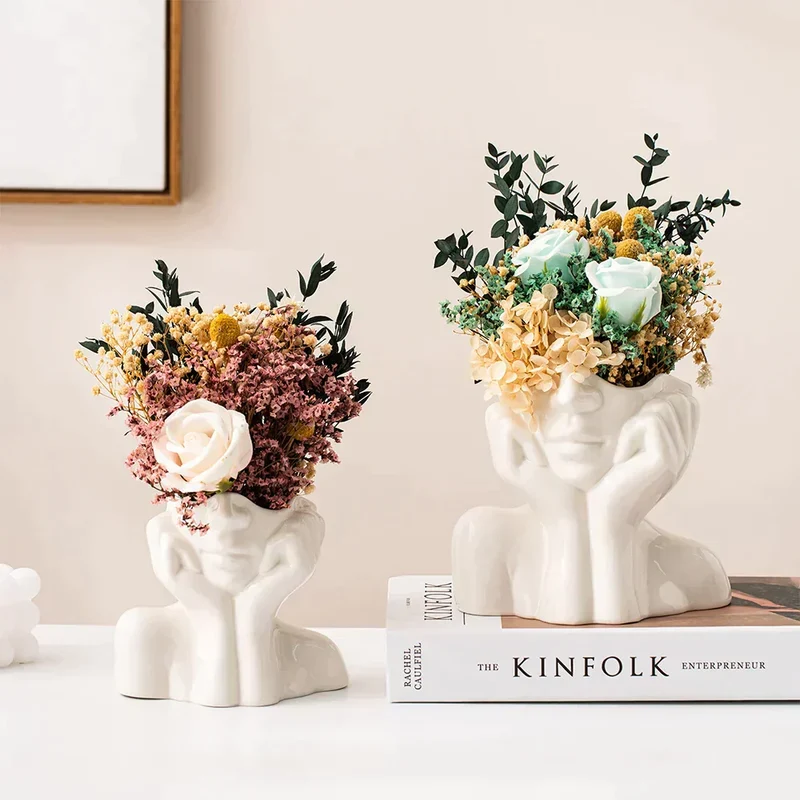 „Einzigartige und moderne Keramikvase, dekorativer Blumentopf für Wohnzimmer und Büro“ | Skanto