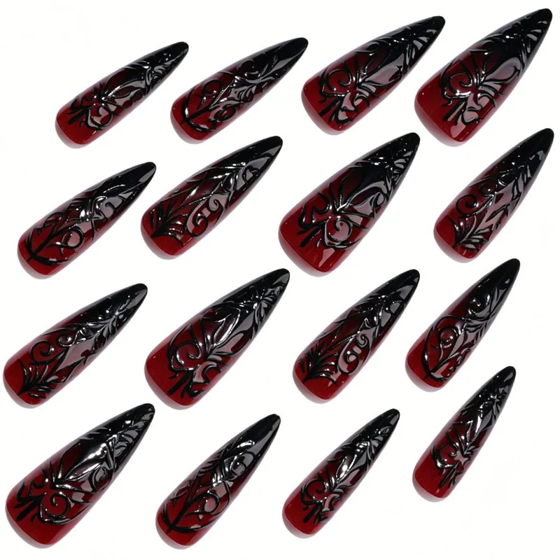 Gothic Stiletto Press-On Nagelkunst Karnz