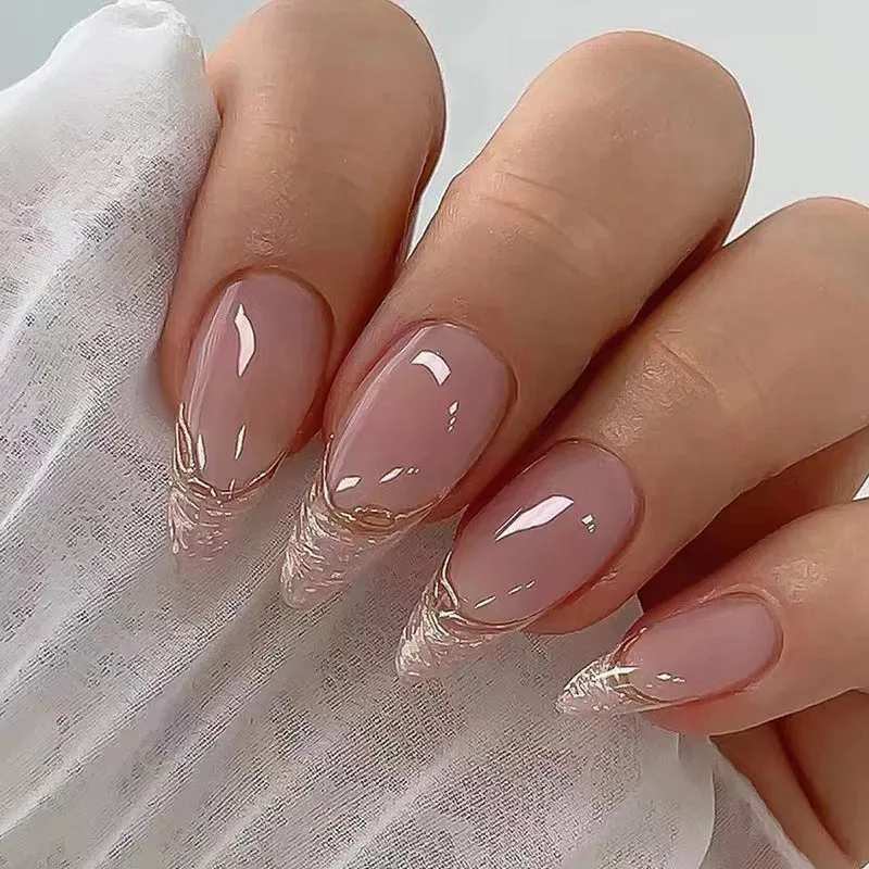 Stilvolle Lange Stiletto Press-On Nägel Karnz