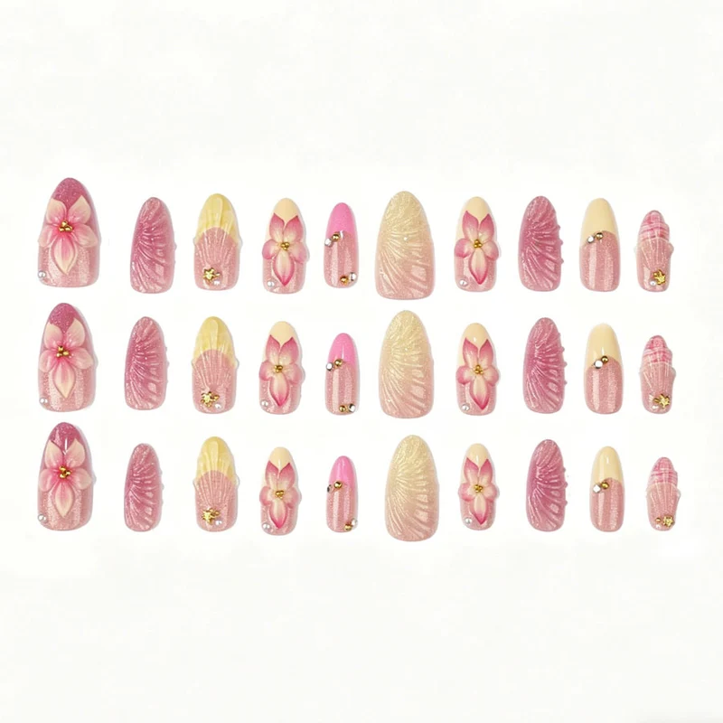 Floral Accent Press-On Nail Set Karnz