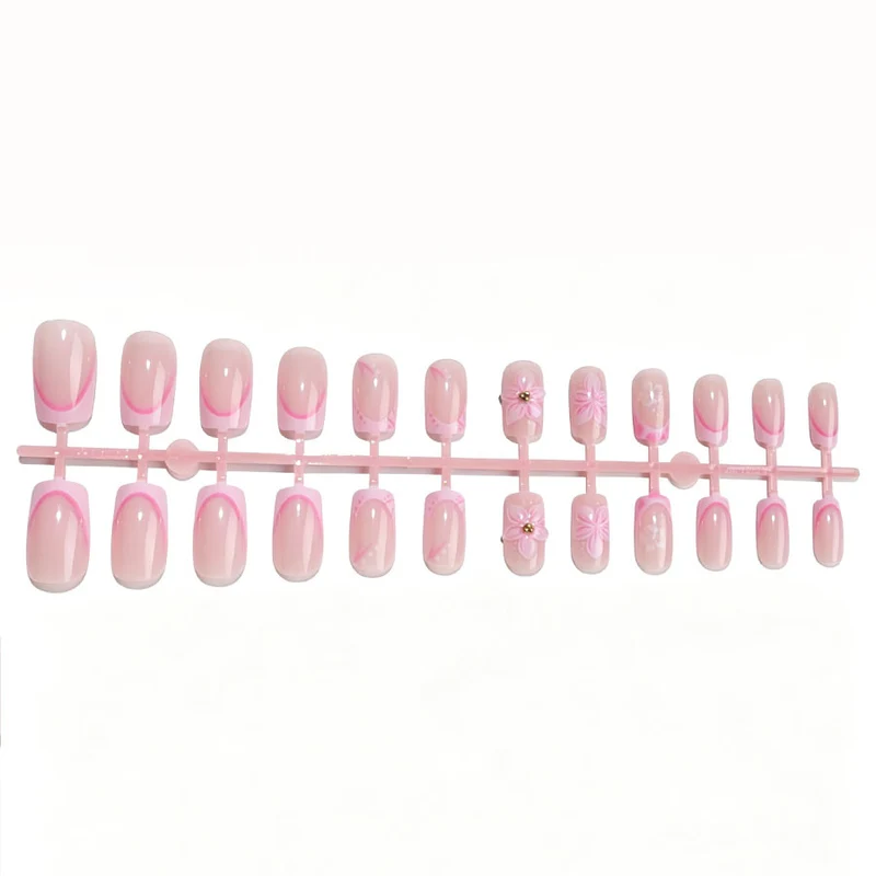 Künstlerisches Floral Press-On Nagelkunst Set Karnz