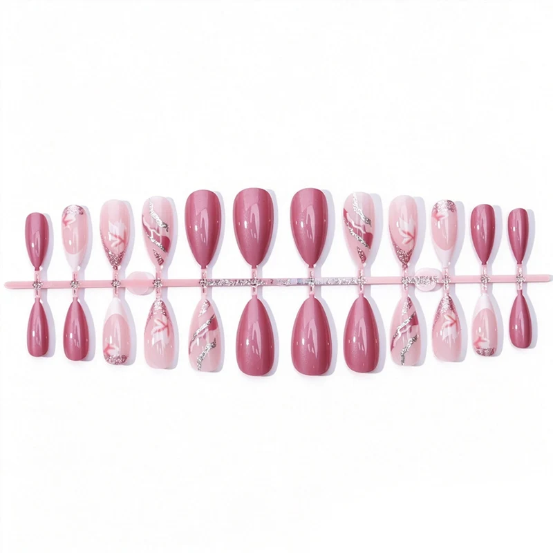 Elegantes florales Stiletto-Nagelkunst-Set Karnz