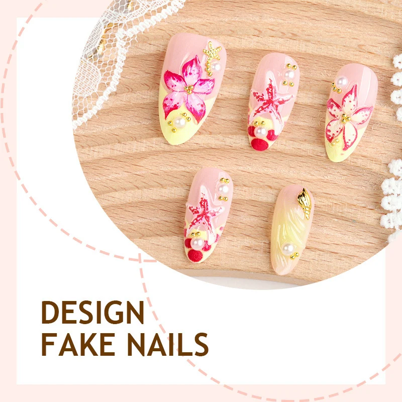 Elegante Blumen Press-On Nagelkunst Karnz