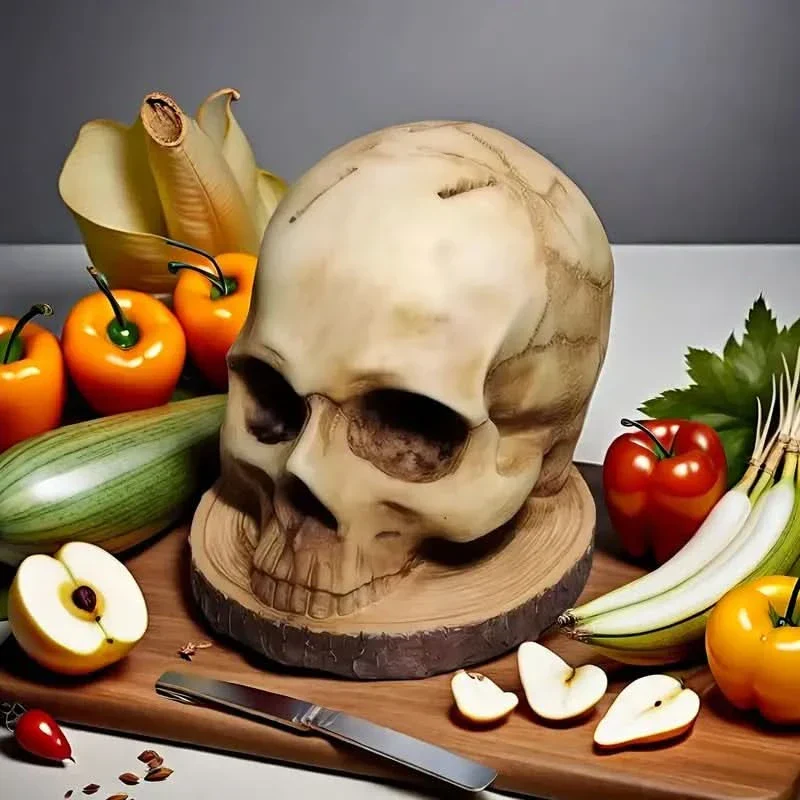 Skanto | Gotischer Totenkopf-Messerhalter Küchen-Dekoständer