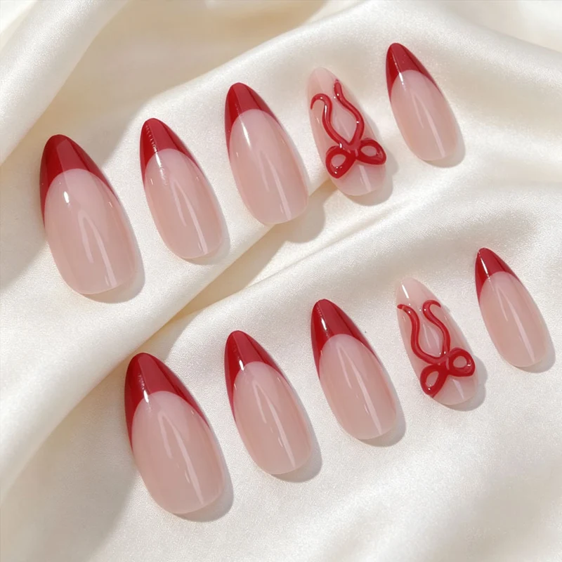 Elegantes Zweifarbige Press-On Nagel Set Karnz