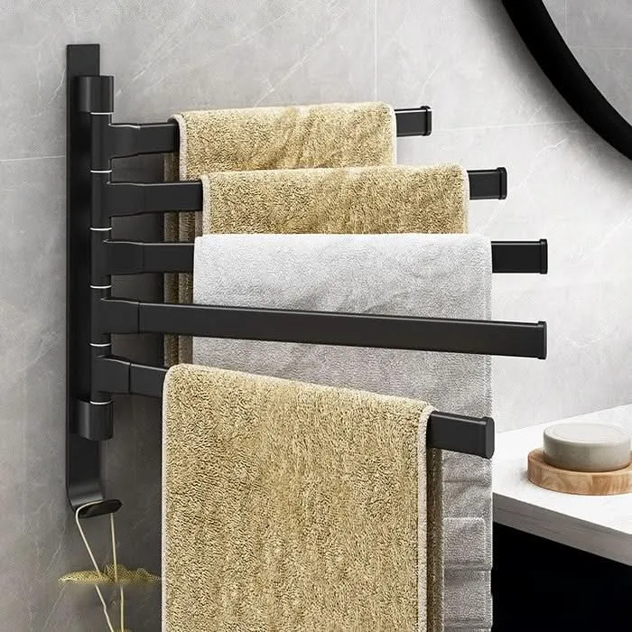 Skanto | TidyRack 5-Arm Handtuch-Organizer – Platzsparender Handtuchhalter in Mattschwarz