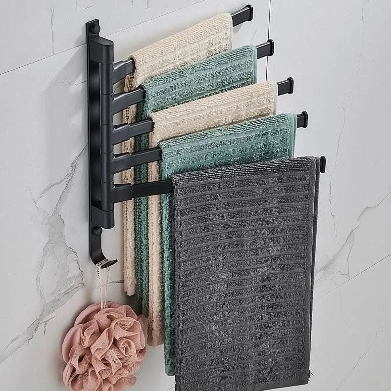 Skanto | TidyRack 5-Arm Handtuch-Organizer – Platzsparender Handtuchhalter in Mattschwarz