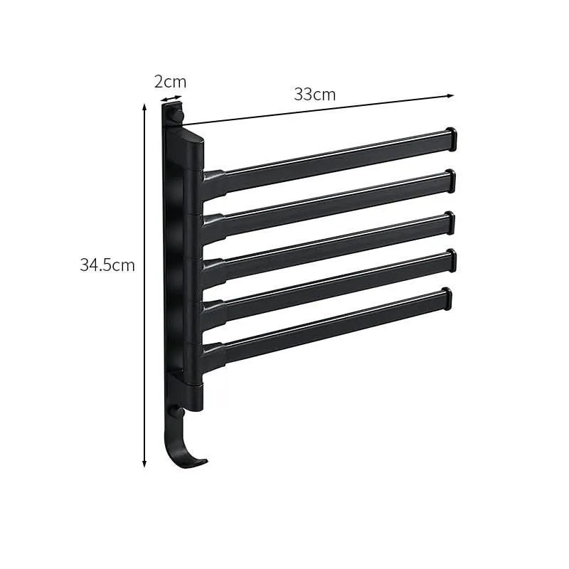 Skanto | TidyRack 5-Arm Handtuch-Organizer – Platzsparender Handtuchhalter in Mattschwarz