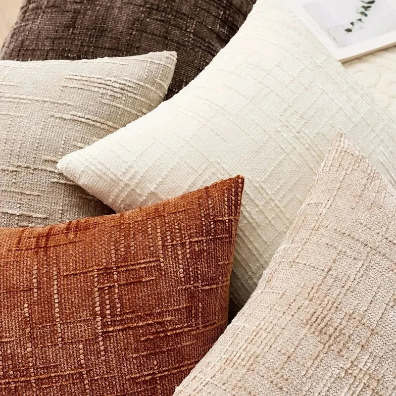 Skanto | Chenille-Zierkissenbezug Bambus-Textur Uni-Farbe