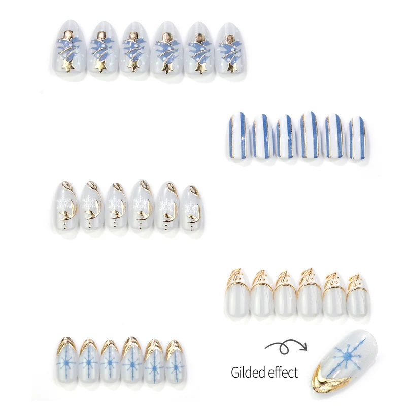 Winter-Themed Press-On Nail Set with Elegant Holiday Designs Karnz