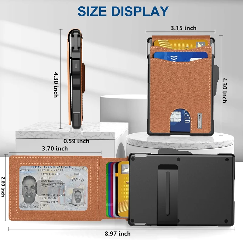 Skanto | ✨AirTag Geldbörse für Herren - mit Pop-Up Aluminium-Etui, Geldklammer, schlankem Lederkartenhalter, RFID-Blockierung, Bifold Minimalist Wallet