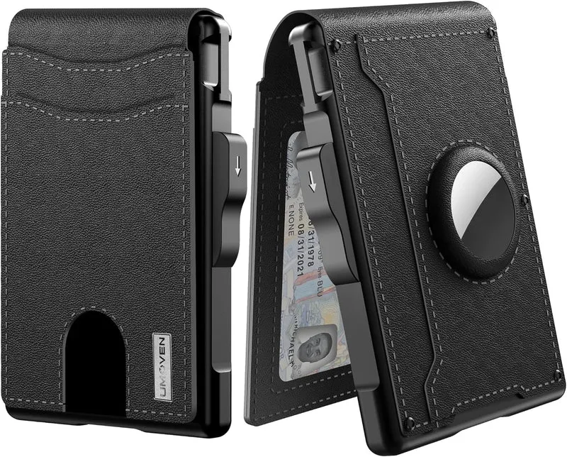 Skanto | ✨AirTag Geldbörse für Herren - mit Pop-Up Aluminium-Etui, Geldklammer, schlankem Lederkartenhalter, RFID-Blockierung, Bifold Minimalist Wallet