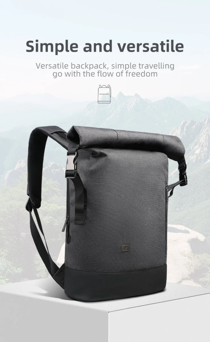 Skanto | URBANTRAIL Rolltop Rucksack – Erweiterbarer und wasserdichter Reiserucksack mit USB-Anschluss und Laptopfach