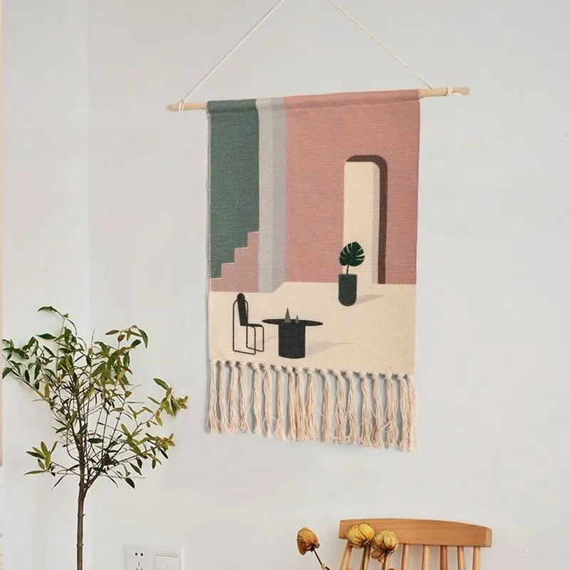 Skanto | Handgewebter Wandteppich aus Baumwolle mit geometrischem Muster