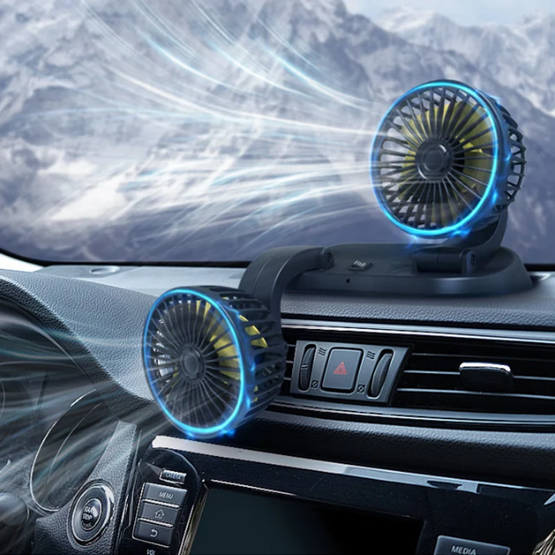 Mini-Schwenkventilator mit Doppelkopf für das Auto | Skanto