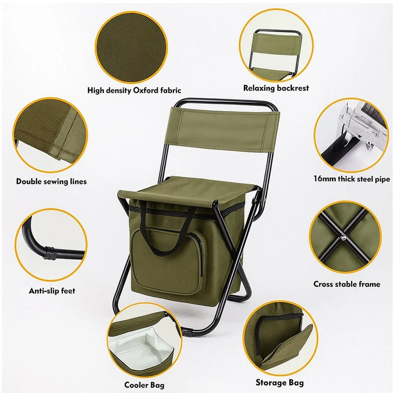 Skanto | Coolcamp Chair – Faltbarer Outdoor-Stuhl mit integrierter Kühlbox und Stauraum
