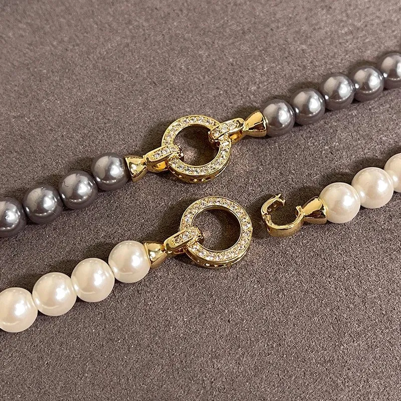 Skanto | Perlen-Diamant-Akzent-Kreisanhänger-Armband und Halskette