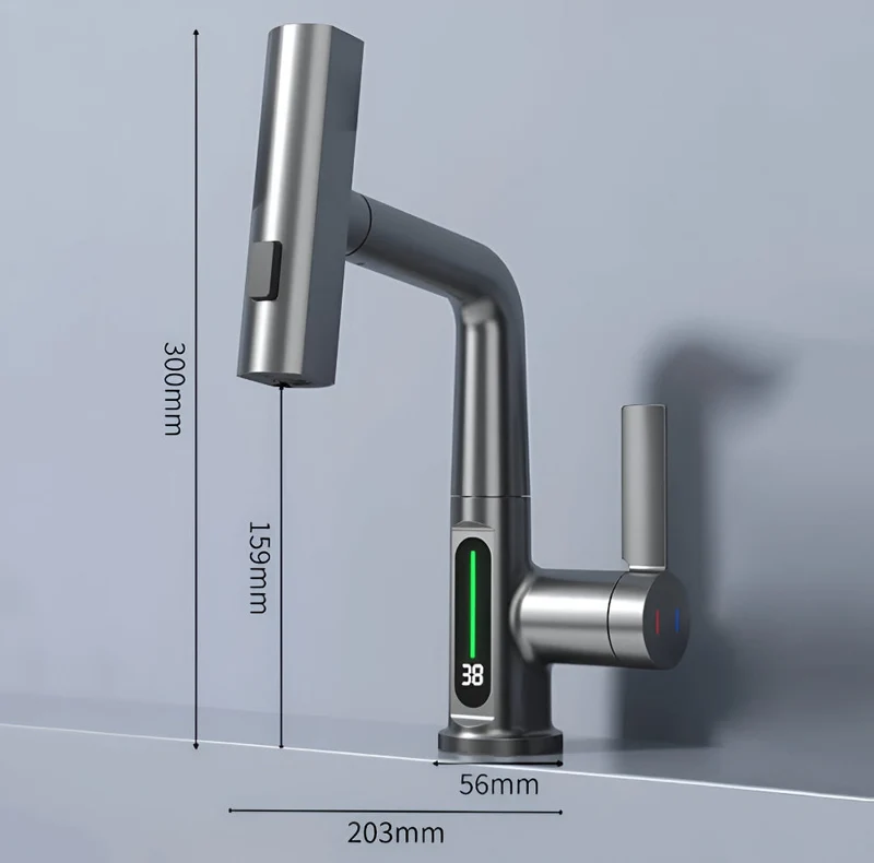 Skanto | Verstellbarer Küchenarmatur mit Temperaturanzeige