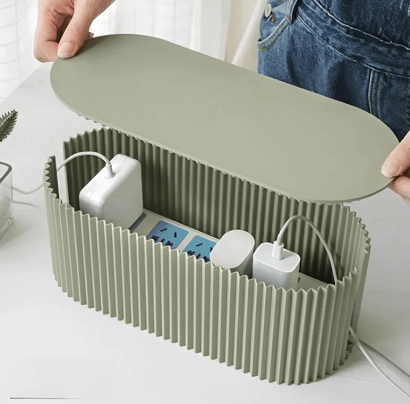 Skanto | Kabel-Organizer-Box mit Deckel – Macaron-Farben