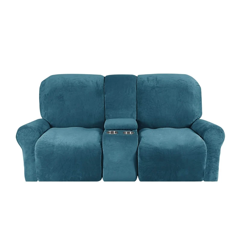 Skanto | 2-Sitzer Relaxsofa-Bezug mit Getränkehaltern – Samtplüsch