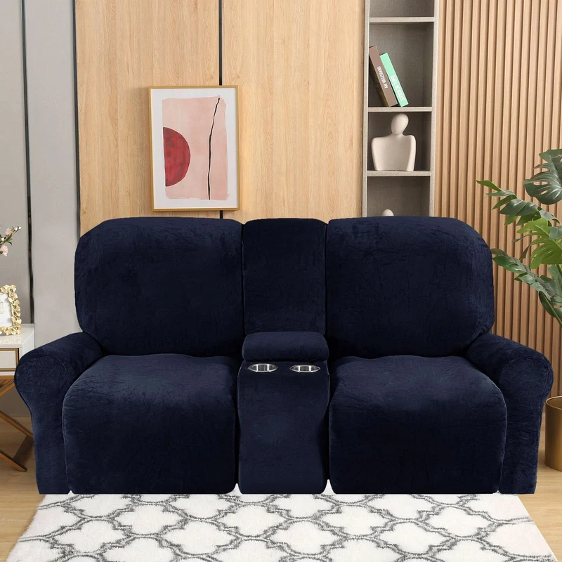 Skanto | 2-Sitzer Relaxsofa-Bezug mit Getränkehaltern – Samtplüsch