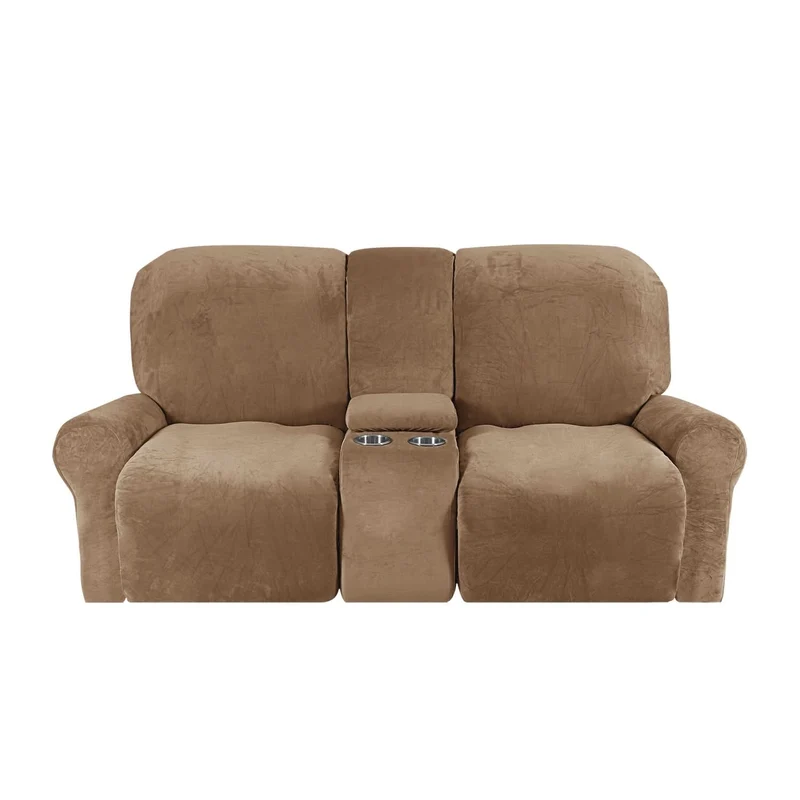 Skanto | 2-Sitzer Relaxsofa-Bezug mit Getränkehaltern – Samtplüsch