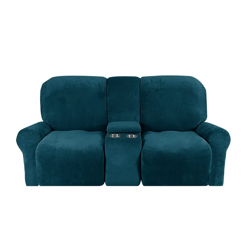 Skanto | 2-Sitzer Relaxsofa-Bezug mit Getränkehaltern – Samtplüsch