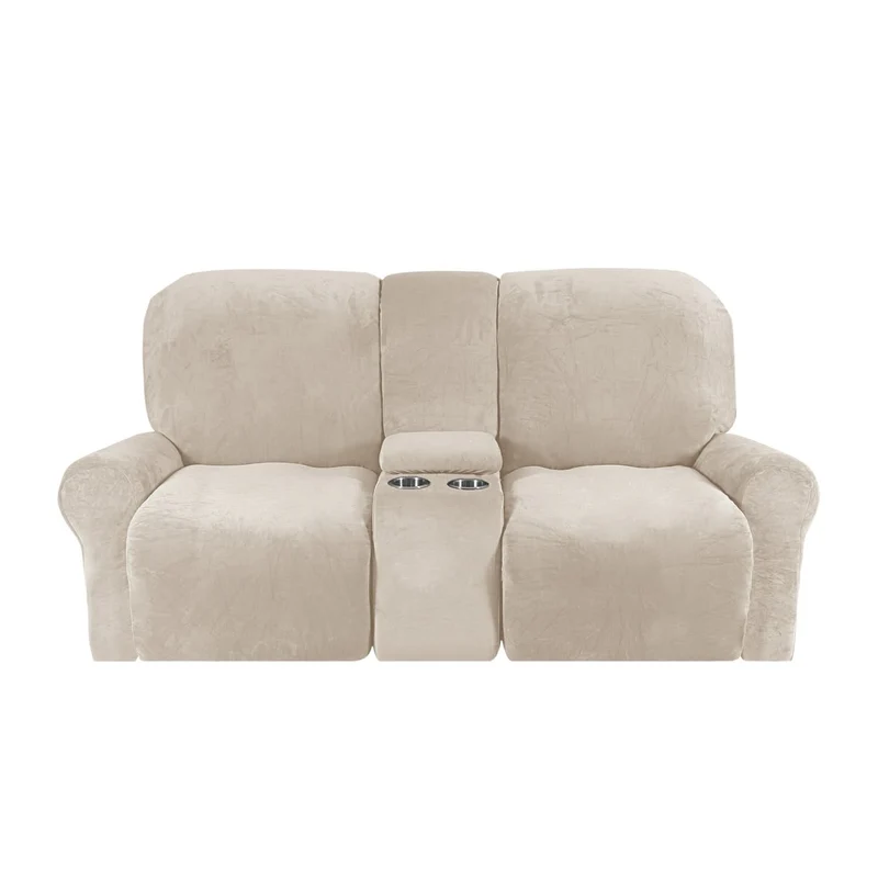 Skanto | 2-Sitzer Relaxsofa-Bezug mit Getränkehaltern – Samtplüsch