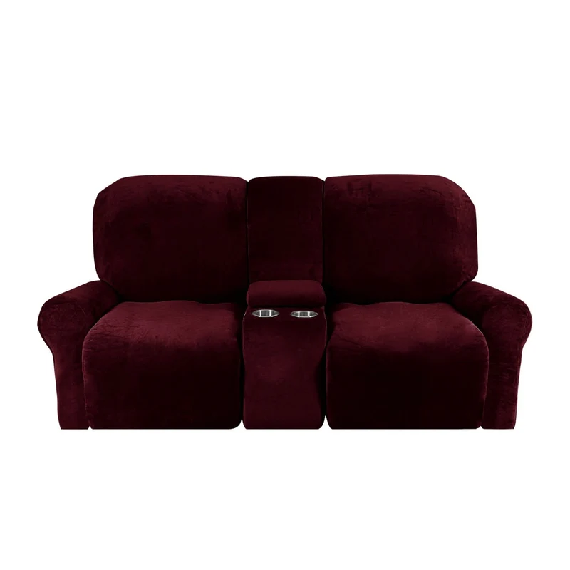 Skanto | 2-Sitzer Relaxsofa-Bezug mit Getränkehaltern – Samtplüsch