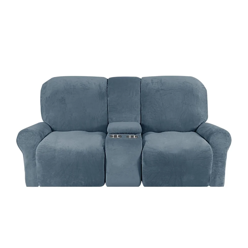 Skanto | 2-Sitzer Relaxsofa-Bezug mit Getränkehaltern – Samtplüsch