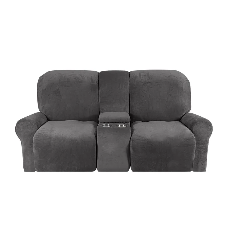 Skanto | 2-Sitzer Relaxsofa-Bezug mit Getränkehaltern – Samtplüsch