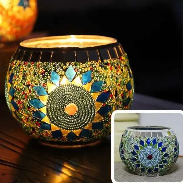 Skanto | Mosaik-Glas-Kerzenhalter für Wohnkultur
